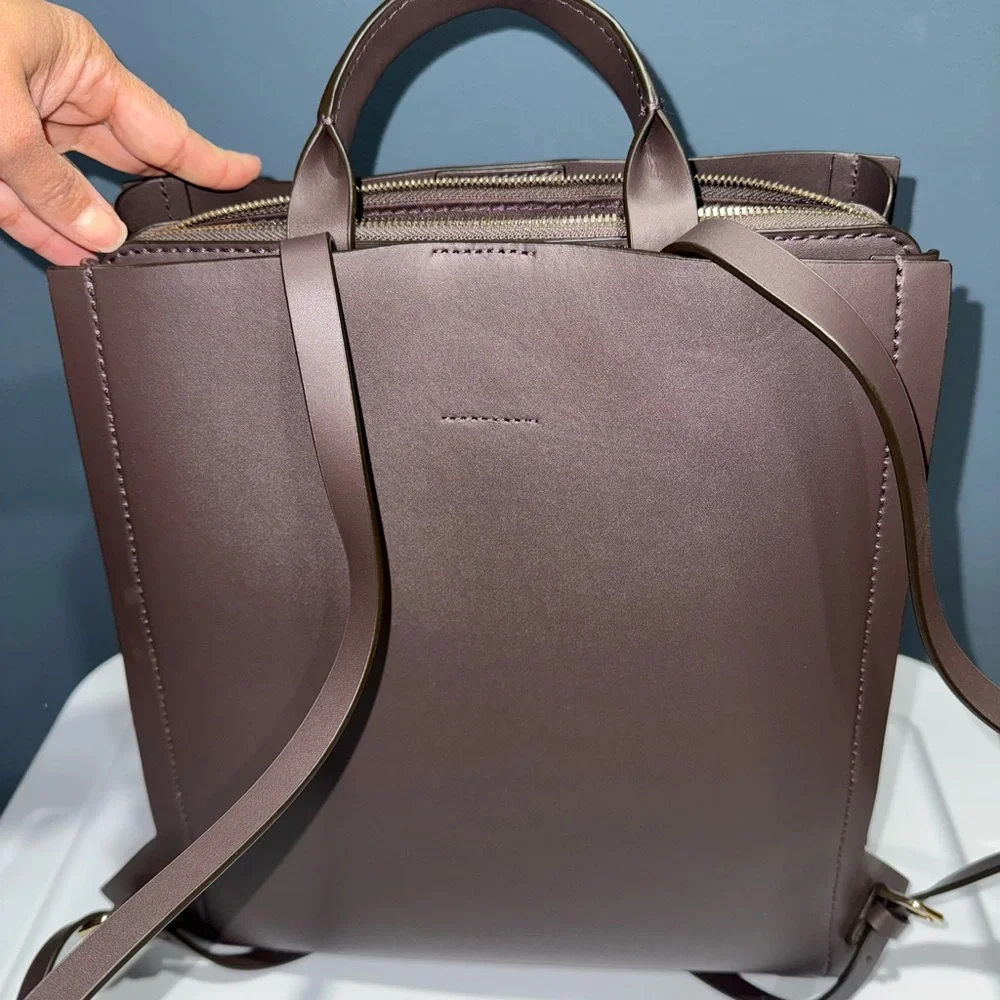 Adolfo Dominguez Brown Leather Backpack